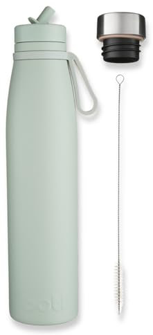 Evolution V2a Stainless Steel Water Bottle, Insulated Sports Bottle 2 Caps and Brush, 800ml Leakproof Bottle for Hot and Cold Drinks (Sage Green) BOTL