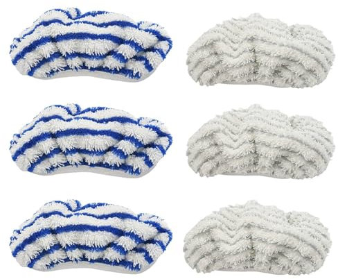 Yurefax Lot de 6 tampons de Rechange en Microfibre for aspirateur Rowenta Clean&Steam ZR005801, lavables et réutilisables Accessoires de Remplacement pour Nettoyeur Vapeur