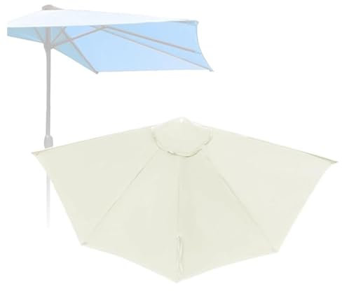 Nonotse Demi-parasol de terrasse de 2.7m,Parasol Demi Rond,Demi Parasol Balcon,Petit Parasol Balcon,Parasol de jardin Parapluie de terrasse pour parasol de terrasse (Blanc cassé,2.7m-5 ribs)