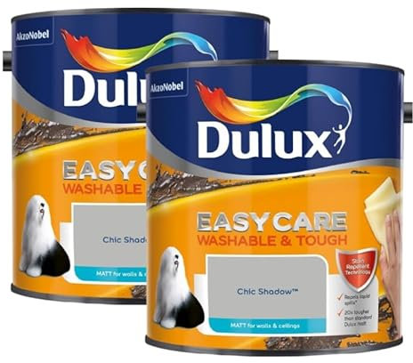 Dulux Matt Emulsion | Chic Shadow Paint For Walls And Ceilings 5Litre (2 x 2.5L) | Fully Washable Paint
