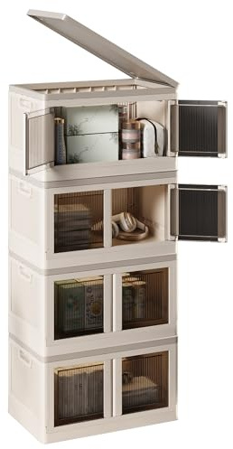 NETEL Cajas Almacenaje Plastico Grandes,4x 45L Storage Box,Caixas Arrumação Plastico,Transparente Cajas de Almacenamiento Apilables con Tapas y Ruedas, Caja de plástico duro y grueso,Blanco