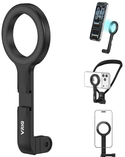 VRIG Magnetic Phone Tripod Mount Adapter, Double-Sided Magnetic Phone Holder with Cold Shoe for iPhone 16 15 14 13 12 Series (TP-33 Phone Mount)