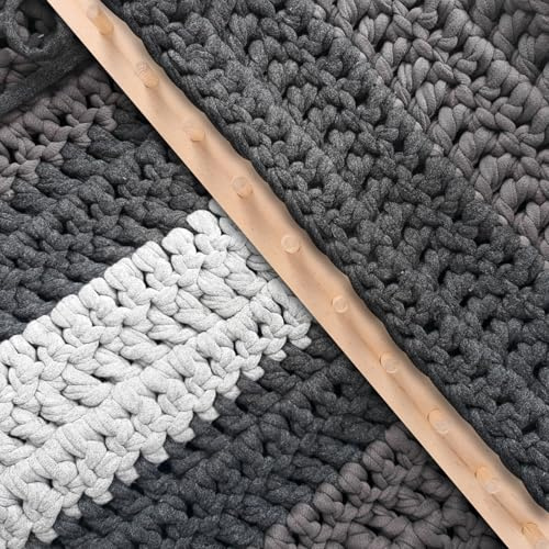 Sutowe 46inch Chunky Knitting Blanket Machine, with Assembly Tools Included Foldable Wooden Chunky Weaving Frame, Adjustable Length DIY Hand Knitting Tool for Beginners Crafts