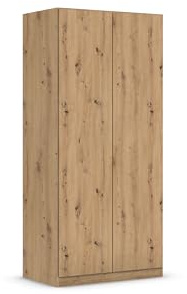 Rauch Möbel Costa, Kleiderschrank, Farbe Eiche Artisan, Breite 91 cm | Schrank, 2-türig, Push-to-open, Zubehör Classic, für Schlafzimmer, Kinderzimmer, Babyzimmer, Garderobe