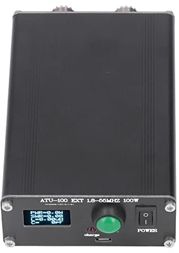 Yechiry Sintonizzatore D'antenna per Apparecchiature Radio 1.8 55 MHz, Mini Sintonizzatore Automatico con Display OLED da 0,96 Pollici, Connettore UHF di Tipo C Porta di Ricarica