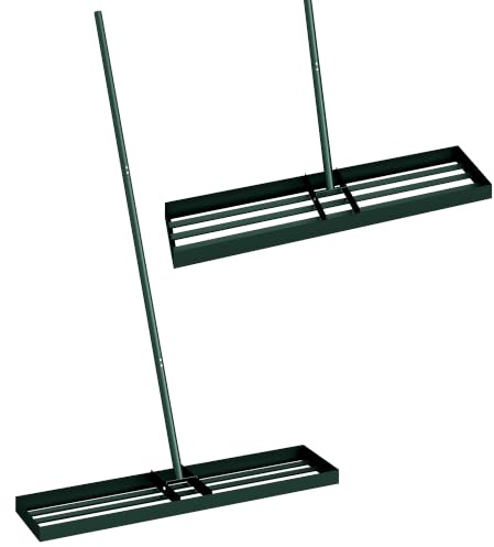 Outsunny Lawn Levelling Rake, 133 x 26 cm Lawn Leveller Lute, Heavy Duty | 169 cm Handle, Garden Leveling Rake, for Grass Soil Sand Yard Golf Course