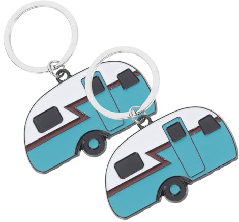 Healvian Originelle Metall Schlüsselanhänger 2 Stück Wohnmobil Design Robuster Anhänger für Camping und Auto Schlüssel