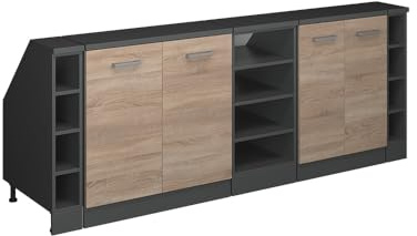 Vicco Küchenschrank für Dachschrägen R-Line, Sonoma, 210 cm 5er Set Schrankkorpuss 60 cm Tiefe, geeignet für schräge Wände und Variable Küchenmontage