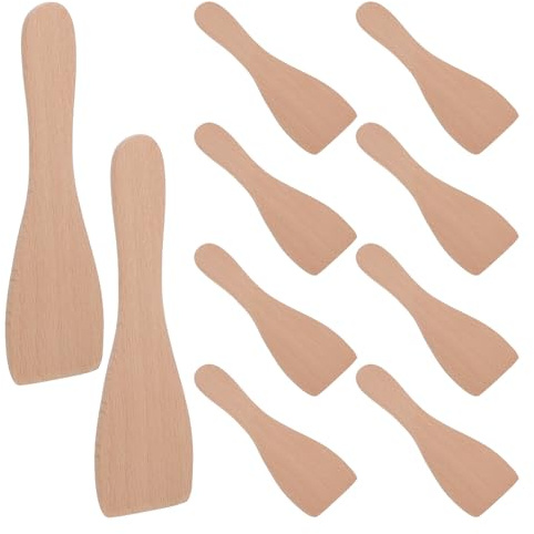 Happyyami spatules en Bois pour Barbecue 10pcs spatule Droite Ergonomic Design ustensiles de Cuisine pour Cuisson et friture