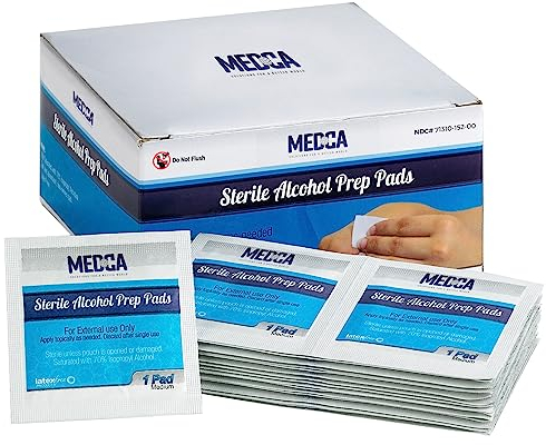 MEDca Tampons de préparation à l'alcool, stériles, moyens, paquet de 200 sachets de 2 couches