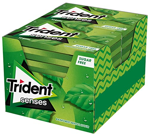 Trident Senses Spearmint- Chicles sin Azúcar con Sabor a Hierbabuena- Paquete de 12 envases de 23 g