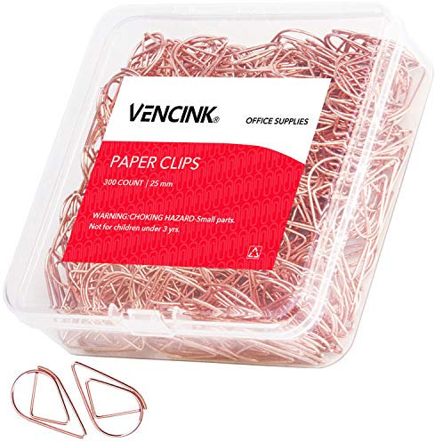 300 Pieces Rose Gold Cute Stainless Steel Drop-Shaped Paper Clips for School Office Supplies Baby Shower Wedding Invitations Crafts Scrapbooking Bookmarks Kids Women Planners by VENCINK