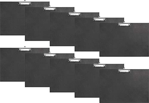 VELOFLEX Schreibplatte A3, aus PP mit Leinenstruktur, Klammer, Gummiecken und Hängeöse, schwarz (10 Stück, A3 quer)