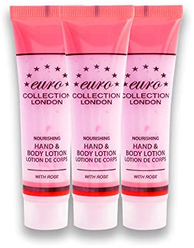25 ml Euro London Collection Moisturizing Skin Relief Nourishing Ultra Hydrating Hand and Body Lotion Tubes with Rose Dry Skin Hand & Body Lotion Eurosplash Amenities Hotel B&B Guest House Pack of 400