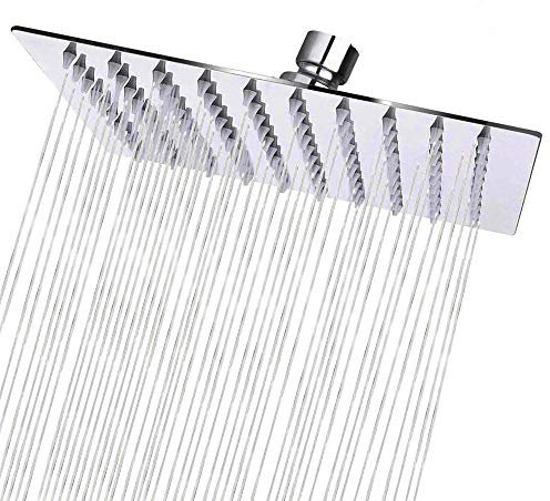 Rain Shower Head, 8 Inch Square Rainfall Showerhead, 304 Stainless Steel Fixed Shower Head with 120 Silicone Jets, for Easy Installation Lush Shower Experience