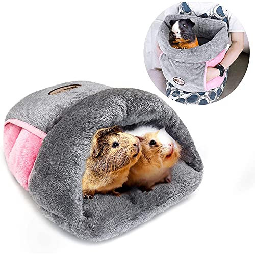 YUEPET Meerschweinchenbett Kuschelhöhle Warmes Fleece Gemütliches Haus Bettwäsche Schlafkissen Käfig Nest für Kleintiere Eichhörnchen Chinchilla Kaninchen Igel Käfig Zubehör Grau
