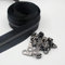 #5 Metallic Nylon Coil Reißverschlüsse 9.1m Schwarz Nickel Zähne Reißverschluss mit 25 Stück Schieber für DIY Nähen Schneider Handwerk Tasche Leekayer