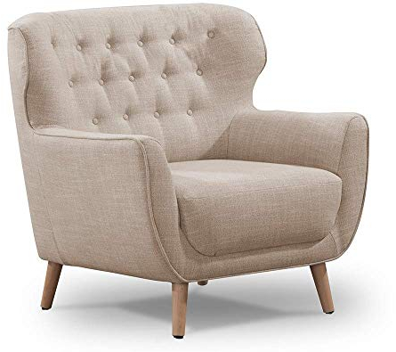CAVADORE Sessel Abby / Klassischer Polstersessel mit Knopfheftung / 87 x 89 x 88 / Strukturstoff, beige