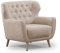 CAVADORE Sessel Abby / Klassischer Polstersessel mit Knopfheftung / 87 x 89 x 88 / Strukturstoff, beige