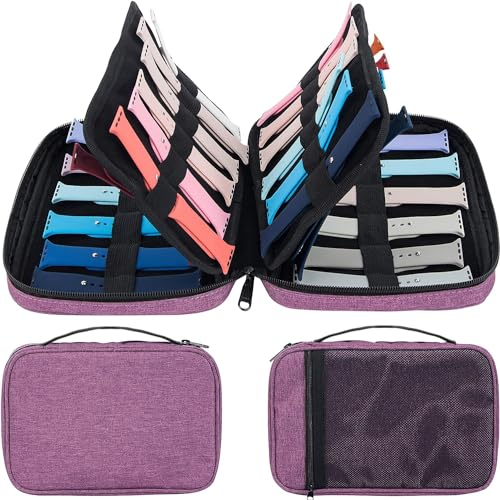 PACMAXI Aufbewahrungsbox für 36 Uhrenarmbänder, kompatibel mit Uhren, Uhrenarmband-Halter Uhrbänder, passend die meisten Größen von Uhrenarmbändern, Organizer Zubehör (lila)