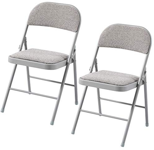 Charles Jacobs Cushioned Fabric Folding Chairs with a Grey Metal Frame - Set of 2