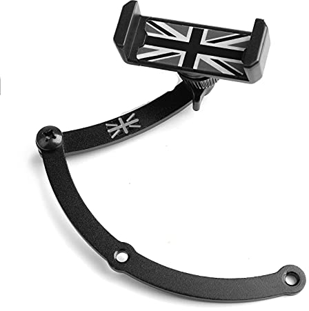 Supporto pieghevole per telefono cellulare Union Jack per auto adatto per Mini Cooper R55 R56 F54 F55 nero e grigio