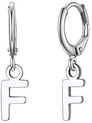 ChicSilver Silber Damen Ohrringe Frauen Buchstabe F Ohrstecker Creolen Hoop Ohrringe für Weihnachten