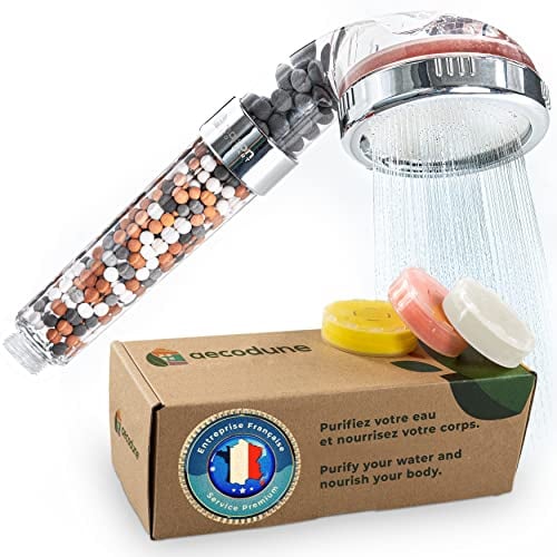 Aecodune Soffione Doccia Con Filtro Premium Vitamina C - Purezza Superiori - MIGLIORA LA TUA BELLEZZA - Filtro Doccia Universale Anticalcare con Essenze - Riduce il 99% di Fluoro, Cloro e Altro