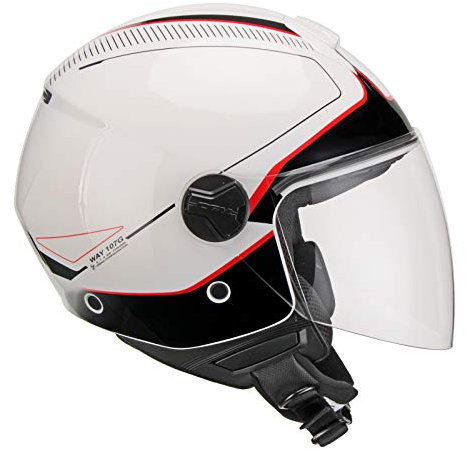 CGM Casco demi jet visiera lunga, 107G FLORENCE WAY, Bianco Rosso, M (57-58cm)