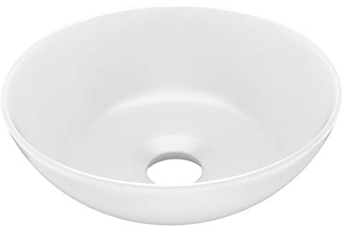Tidyard Waschbecken Rund, Aufsatzwaschbecken für das Badezimmer und Gäste-WC, Aufsatzwaschbecken Waschtisch, Matt-Weiß 280 x 100 mm