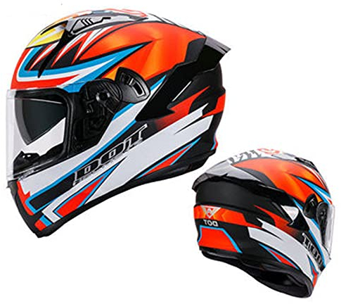 Integralhelme Flip-Up Motorradhelm Rollerhelm Erwachsener Herren & Damen Jet Helm Sturzhelm Full-Face Motorcycle Helmet DOT Zertifizierung Modular-Helm Klapphelm,Orange 2,M