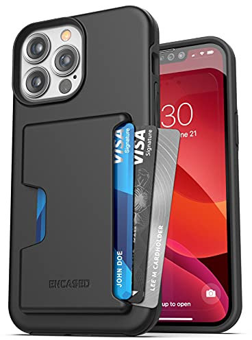 Encased Phantom Designed for iPhone 13 Pro Max Wallet Case (2021) Shockproof Phone Case with Card Holder (4 Credit Card Capacity) Black