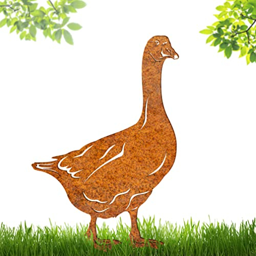 Terma StahldesignEdelrost Gans Höhe 60cm zum hinstellen Handmade Germany, tolle gartendeko aus Rost-Metall, deko rostoptik, Rostfiguren Tiere, rostfiguren Garten, Rostdeko