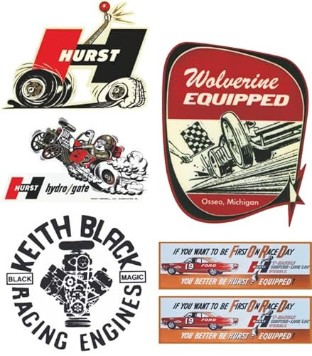 cut-it folientechnik & design MG633 / 6X USA Hotrod Aufkleber 9cm Oldtimer Kult Sticker Auto V8 Muscle Car Shifter Tuning Big Block Gasoline