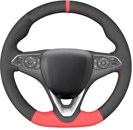 MEWANT Lenkradbezug für Opel Astra K/Corsa F/Corsa E (OPC) / Combo E/Grandland X/Insignia/Insignia CT/Mokka Hand Nähen Lenkradhülle aus Suede
