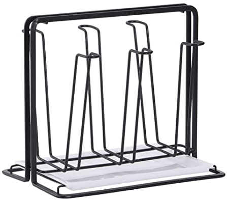 Cup Drying Rack, Drinking Glass and Sports Bottle Drainer Stand, Bag Dryer and Mug Tree for Kitchen Countertop