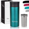Milu Edelstahl Thermobecher mit Gravur - 350ml, 450ml - 100% Auslaufsicher – Trinkbecher, Teeflasche Thermosflasche Autobecher doppelwand Isolierung - 360°-Trinköffnung (Grün, 350ml)