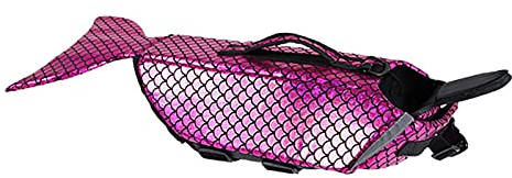 Hundeschwimmwesten, tragbare Haustier-Schwimmweste für kleine, mittlere, große Hunde, Rettungsretter für Hunde, Schwimmweste für Wassersicherheit am Pool, Strand, Bootfahren, Meerjungfrau, Rose, Rot,