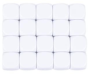 KAIHENG 25mm Acrylwürfel mit geglätteter Oberfläche, sechsseitige Würfel mit abgerundeten Ecken, weiße Würfelwürfel für Brettspiele, DIY-Aufkleber, Partyspaß, 20 Stück Weiß