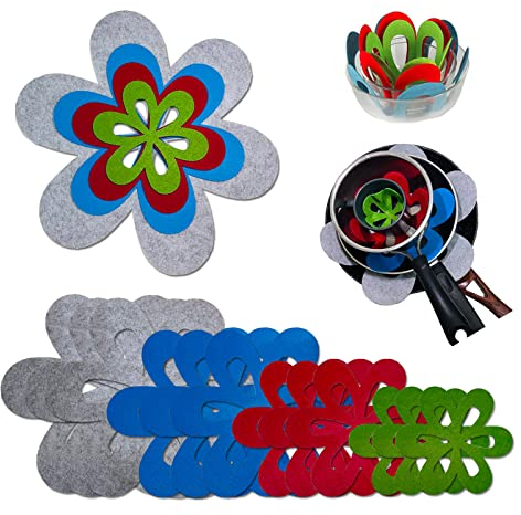 12 Piezas Separador de Sartenes Protector Sartenes Protectores para Sartenes Y Ollas Forma de Flor Protector de Olla Protectores de Sartenes Protectores para Ollas Sartenes para Apilamiento 3 tamaño