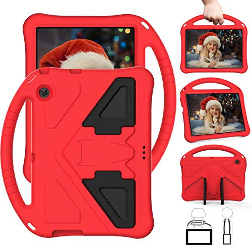 Tablet Case For Huawei MediaPad T3 10 9.6 Kids Friendly Lightweight Shockproof Cover with Handle Stand Tablet Red