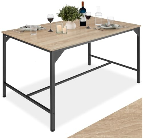 tectake® Industrial Esstisch Holz und Metall, Dining Table 120 x 75 x 75 cm, Küchentisch, Bartisch, Bistrotisch, Tisch Wohnzimmer, Küchenmöbel, Esszimmermöbel - Industrial Holz hell, Eiche Sonoma