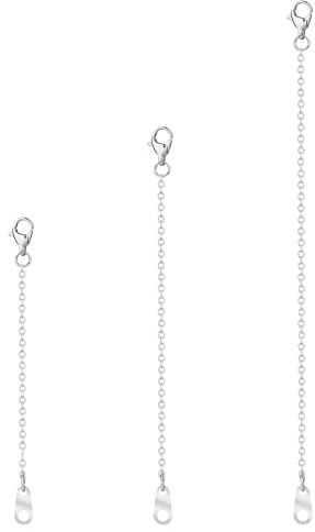 Teaaha 3 Stück Kettenverlängerung Silber, Ketten Verlänger, Sterling-Silber Verlängerungskette für Damen, Halskettenverlängerung Extender, Edelstahl Kettenverlängerung Für DIY Schmuckherstellung