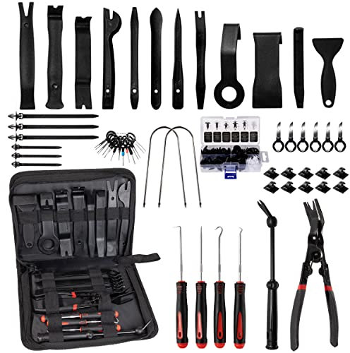 PHYLES 98PCS Outils Démontage de Voiture, Outils de DéMontage Garnitures Universels, Outils en Plastique Voiture de Cale en Plastique pour Radios et Panneaux de Panneau de Porte
