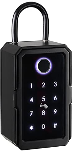 WLDOCA Intelligenter wasserdichter Schlüsseltresor Fingerabdruck Bluetooth WiFi Digital Wall Mount Combination Security Lock Box Tuya/Ttlock App Fernzugriff,Ttlock app,A
