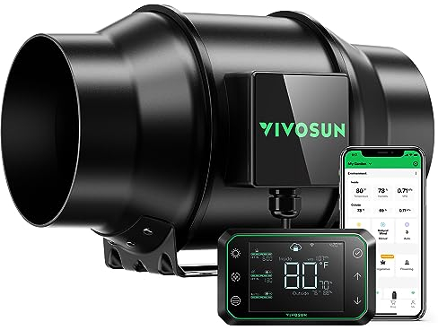 VIVOSUN AeroZesh G6 Inline Duct Fan 150 mm Quiet Extractor Fan 660 m³/h with EC Motor and GrowHub E42A WiFi Controller AeroZesh G6 Fan for Heating, Cooling, Booster, Grow Tents, Hydroponics