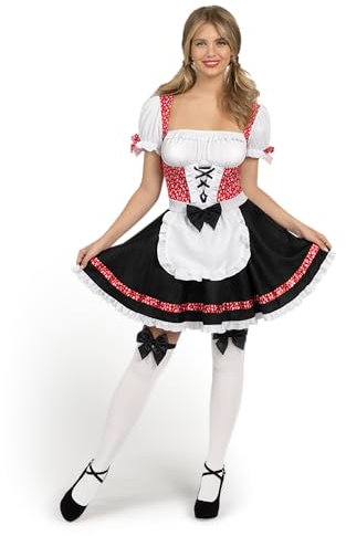 Spooktacular Creations Ensemble de costumes d'Oktoberfest allemand pour femmes, robe de fille de bière allemande noire et rouge et bas hauts XL