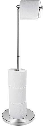 Stainless Steel Free Standing Toilet Paper Stand, Folding Toilet Roll Holder with Heavy Duty Base, Storage Dispenser (Silver)