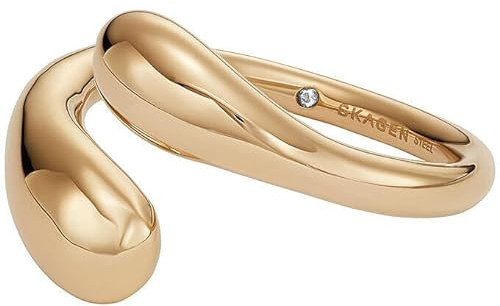 Skagen Damenring Liquid Metal überkreuzt Edelstahl goldfarben, SKJ1771710