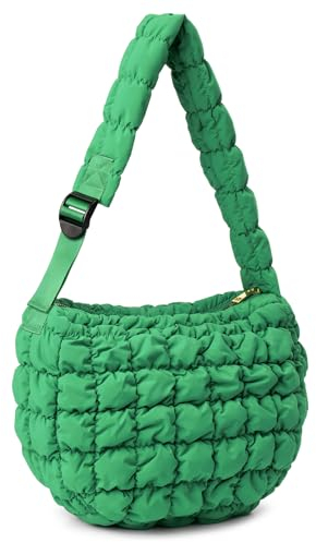 NAARIIAN Puffertasche, leichte, gesteppte Tragetasche, Puff-Umhängetasche für Damen, Umhängetasche, gepolsterte Handtasche, Grün , Medium